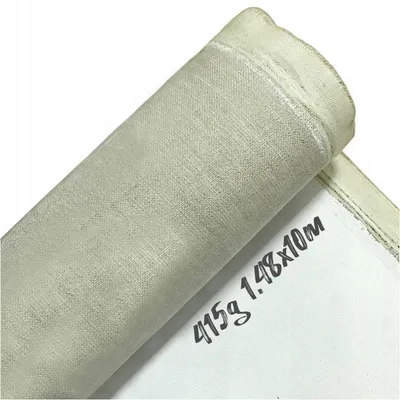 Produktbild von Leinwandrolle Leinen 100% Linnen 415g/m² – 1,48 x 10m Malersleinwand Grundiert Profi Maltuch Rolle Weiß
