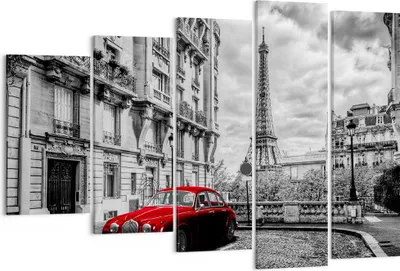 Produktbild von Bild auf Leinwand - Leinwandbild - Auto Eiffle Straße Gebäude - 150x100cm - Wand Bild - Wanddeko - Leinwanddruck - Bilder - Kunstdruck - Wanddekoration - Leinwand bilder - Wandkunst - EG150x100-3214