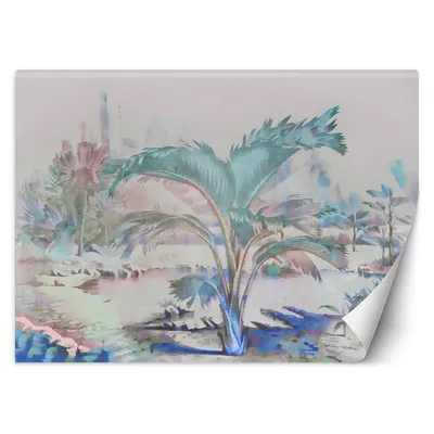 Produktbild von FOTOTAPETE Pastellfarbener tropischer Baum 450x315 cm VLIES Tapete Wandtapete Wandbilder Wanddekoration Design Wohnzimmer Schlafzimmer Flur Büro Küche