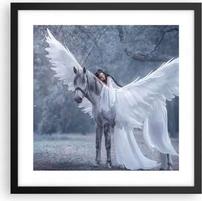 Produktbild von Gerahmtes Poster - Schwarzer Rahmen - Frau Pferd Natur - 40x40 cm - Wand Bild - Wanddeko - Wandbilder - Kunstposter - Wandposter - Bilderrahmen - Bilder - Kunstdruck - Wandbild - P2BAC40x40-3998