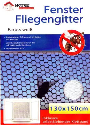 Produktbild von 10er Set  Fliegengitter Fenster Weiß mit Klettband 130 x 150 cm | Insektenschutz Mückenschutz | Mücken Fliegen Insekten Gitter Netz