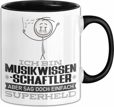 Produktbild von Musikwissenschaftler Geschenk Tasse Ich Bin Musikwissenschaftler Aber Sag Doch Einfach Superheld Lustige Geschenkdiee für Musikwissenschaftler Kaffee-Becher (Schwarz)