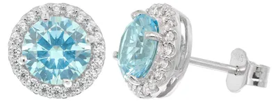Productafbeelding van trendor 21359-02 Damesoorringen, zilver 925, zirkonia, blauwe oorbellen