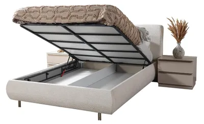 Immagine prodotto di Letto con 2 comodini, camera da letto, stile moderno, colore bianco, nuovo, confortevole