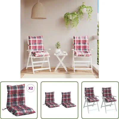 Produktbild von The Living Store Niedriglehner-Auflagen 2 Stk. Rot Karomuster Oxford-Gewebe