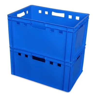 Produktbild von 2 x Eurofleischerkiste Vorratsbox E3 Kiste Behälter Gemüsekiste stabelbar Farbe blau