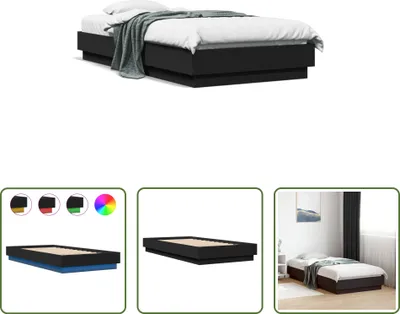 Produktbild von The Living Store Bettgestell mit LED Schwarz 75x190 cm
