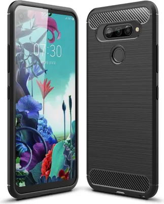 Immagine prodotto di Custodia protettiva per cellulare, modello compatibile con LG Q70, con finitura effetto carbonio, colore grigio