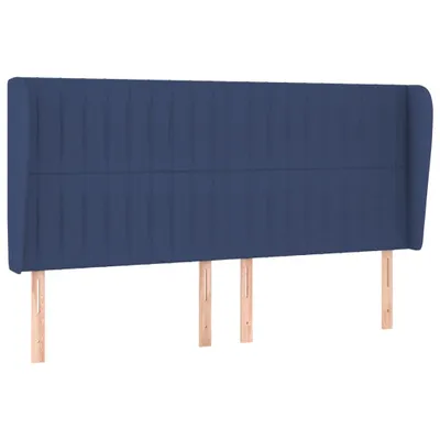 Image de vidaXL Tête de lit avec oreilles bleu 163x23x118/128 cm Tissu