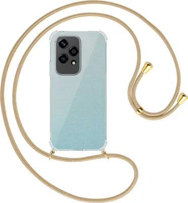 Produktbild von Handykette Backcover-Schutzhülle mit Band (Metall goldfarben) für Honor 200 Lite - caramel