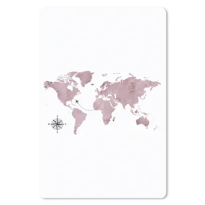 Produktbild von MuchoWow® Mauspad Mousepad Weltkarte - Rosa - Flugzeug 18x27 cm - Mousepads - Maus Mat - Pad - Mausunterlage
