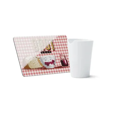 Produktbild von Fiftyeight Becher Set | Becher mit Biss in weiß 400 ml & Frühstücksbrettchen Brotzeit