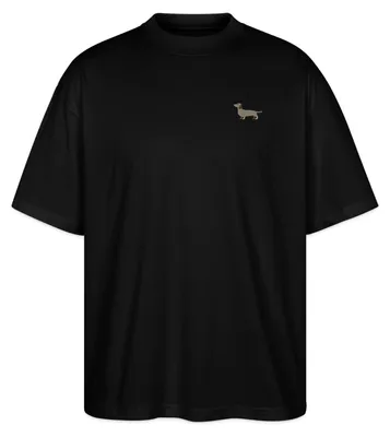 Produktbild von Spreadshirt Dackel Stickerei Oversize Uni T-Shirt, XXL, Schwarz