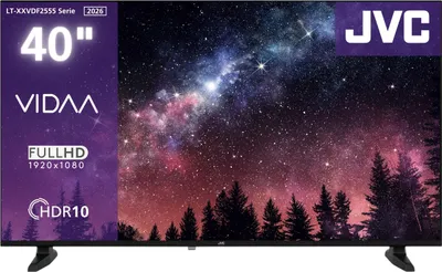 JVC Fernseher 40 Zoll Smart TV VIDAA Full HD HDR Fernseher mit Triple-Tuner, LED TV LT-40VDF2555