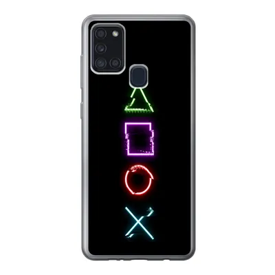 Produktbild von MuchoWow® Handyhülle Schutzhülle Hülle für Samsung Galaxy A21s Spiele - Controller - Neon Silikon Softcase Handy Hülle - Hartschale