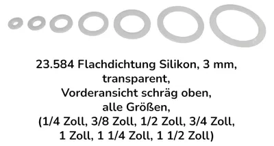 Produktbild von 50 Stück Flachdichtung Silikon, 3 mm, transparent 3/4 Zoll