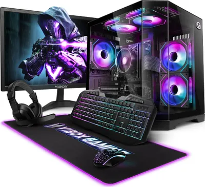 Produktbild von Vibox Gaming PC Set Komplett - Monitor 22 Zoll - AMD Ryzen 3 3200G 4,0 GHz - Radeon Vega 8 - 16 GB RAM - 1 TB SSD - Windows 11 - WiFi