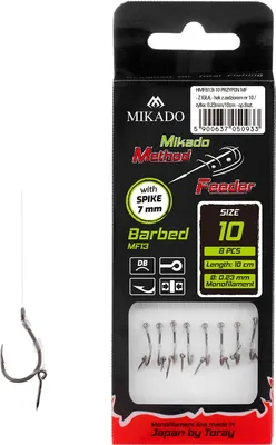 Immagine prodotto di 8 MIKADO METHOD FEEDER ganci MF13 Rig con gancio da traina/ago 10 / Ø0,23mm / 10cm