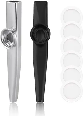 Productafbeelding van Metalen Kazoos Set van 2 met 6 Fluitmembranen - Muziekinstrument voor Beginners