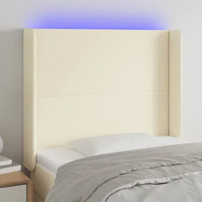 Produktbild von The Living Store LED Kopfteil Creme 103x16x118/128 cm Kunstleder
