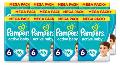 Image de 12 couches Pampers Active Baby, taille 6 (15+ kg) - Pack économique - 12 couches