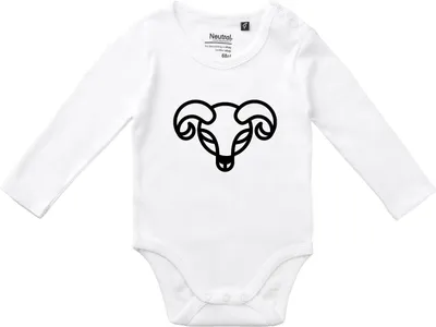 Produktbild von Huuraa Baby Body Widder Sternzeichen Symbol 74 White  Baumwolle Fairtrade Langarmbody Geschenkidee