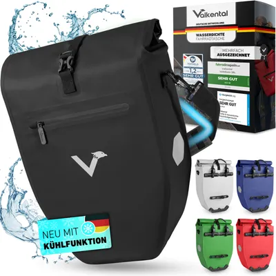 Produktbild von Valkental® Fahrradtasche für Gepäckträger, wasserdichte Gepäckträgertasche - ValkBasic 28L schwarz mit kühlfunktion