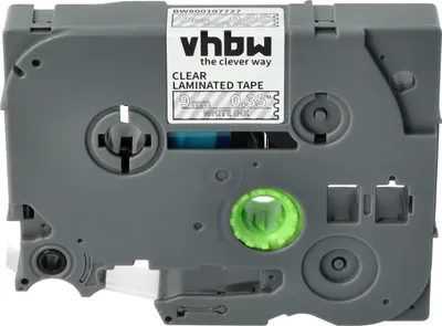 Produktbild von vhbw Schriftband-Kassette kompatibel mit Brother PT 1800E, 1290VP, 1830VP, 18R, 1850, 1800, 1750 Etiketten-Drucker 8m x 9mm Weiß auf Transparent
