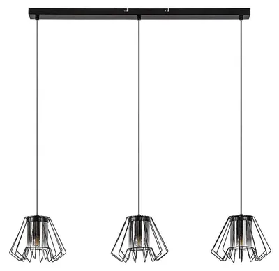 Produktbild von Rabalux 72371 Pendelleuchten Emerencia E27 3x MAX 40 Metall Glas schwarz