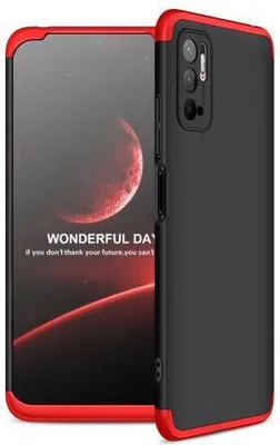 Produktbild von 360 Grad-Case Redmi Note 10 Pro mit 2.5D Glas - Farbe: Schwarz & Rot - Modellkompatibilität: Für Xiaomi Redmi Note 10 5G