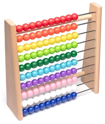 Produktbild von Holz-Rechenrahmen Montessori Zählrahmen Rechenschieber - Zahlen bis 100 - 10 x 10 bunte Kugeln - Ab 3 Jahren