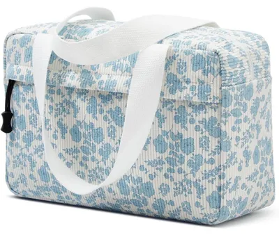 Immagine prodotto di Borsa da toilette grande in corda, per donna, da viaggio, borsa per articoli da bagno, per ragazze, colore blu e bianco, dimensioni 30x20x10 cm