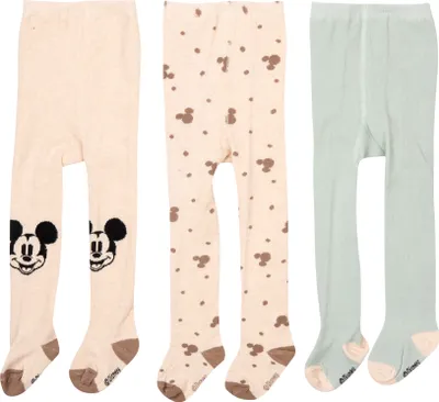 Produktbild von Disney Mickey Mouse Baby Strumpfhose für Jungen und Mädchen - Babystrumpfhose Babykleidung Braun Hellgrün (3er Pack) 86-92