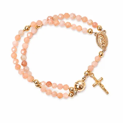Productafbeelding van Handgemaakte armband met rozenkrans – ROSABRACE Pink, AI-gegenereerde afbeelding