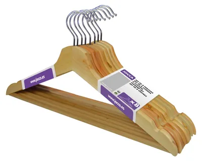 Holz-Kleiderbügel mit Hosenstange, mehrfarbig, 44x16x1,1 cm, 8 St.