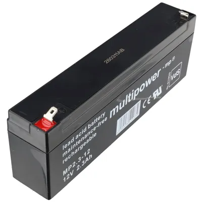 Produktbild von Multipower MP2.3-12 Blei Akku, 4,8mm Faston Stecker, früher Multipower MP2,2-12