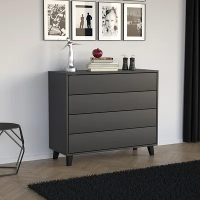 Produktbild von BEAUTYSOFA Kommode HOME 100 cm Schwarz - Push-to-Open, ohne Griffe, modernes Sideboard mit 4 Schubladen, Anrichte für Wohnzimmer, Schlafzimmer & Flur