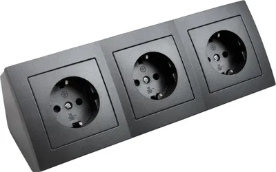 Zdjęcie produktu dla Blok gniazd McPower "Flair", 250V~/16A, natynkowy, antracytowy, matowy, gniazdo 3-drożne