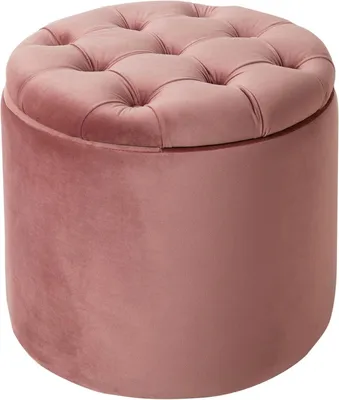 Productafbeelding van Hocker MODERN BAROCK, 50 cm hoog, in oudroze met fluwele bekleding | gemonteerd, met opbergruimte en een opbergvak, decoratieve stiksel, schuimstoffenvulling, afneembare bekleding, inclusief kussen en een aangename textuur