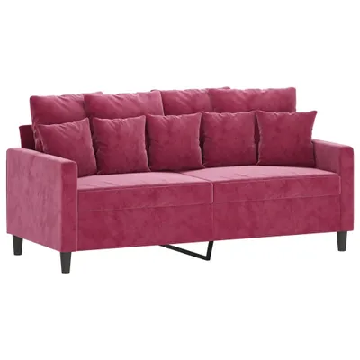 Image de Canapé à 2 places Rouge bordeaux 140 cm Velours