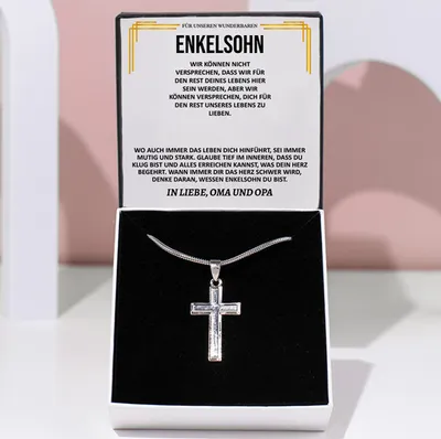 Produktbild von Halskette mit Kreuz-Anhänger für Herren - An unser Enkel - MARCUS_MENCROSS