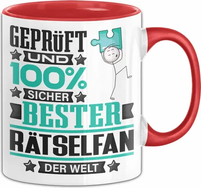 Produktbild von Rätselfan Geschenk Lustiger Spruch für Rätselfan Geschenkidee Bester Rätselfan Der Welt (Rot)