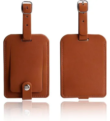 Image de Étiquettes de bagages en cuirPolyuréthanemarron, pour valises et voyages