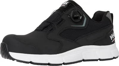 A black and white Helly Hansen shoe is shown against a white background.