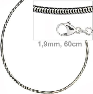 Produktbild von JOBO Schlangenkette 925 Sterling Silber 1,9 mm 60 cm Halskette Kette Karabiner