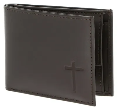 Image de oxmox Cuir porte-monnaie Leather RFID Protect Pocketbörse Freedom Cross Embossed Brown marron foncé