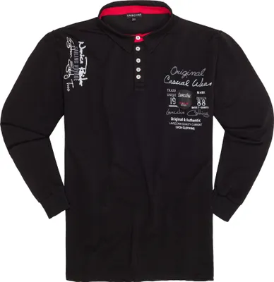 Produktbild von Übergrössen Schickes Langarm-Poloshirt LAVECCHIA LV-2025 Schwarz 6XL