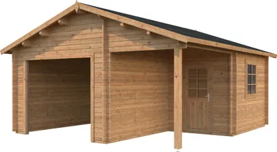 Produktbild von Einzelgarage Palmako Roger 21,9+5,2 m² ohne Tor 510 x 550 cm tauchgrundiert braun