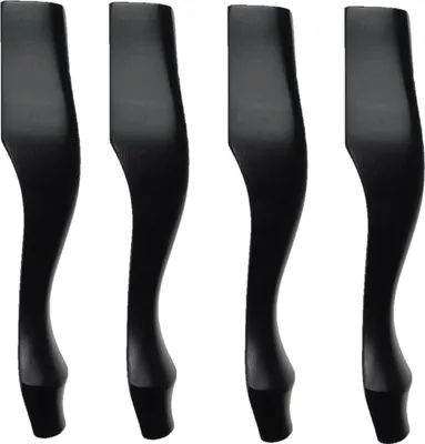 Produktbild von 4x Möbelbeine Buche 34 cm schwarz lackiert – Louis XV Stil – für Sessel, Stuhl, Kommode – DIY geeignet