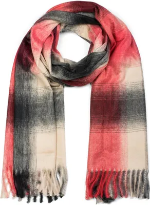 Produktbild von styleBREAKER Uni Schal mit Karo Muster und Fransen, Winter, Stola, Tuch 01017098